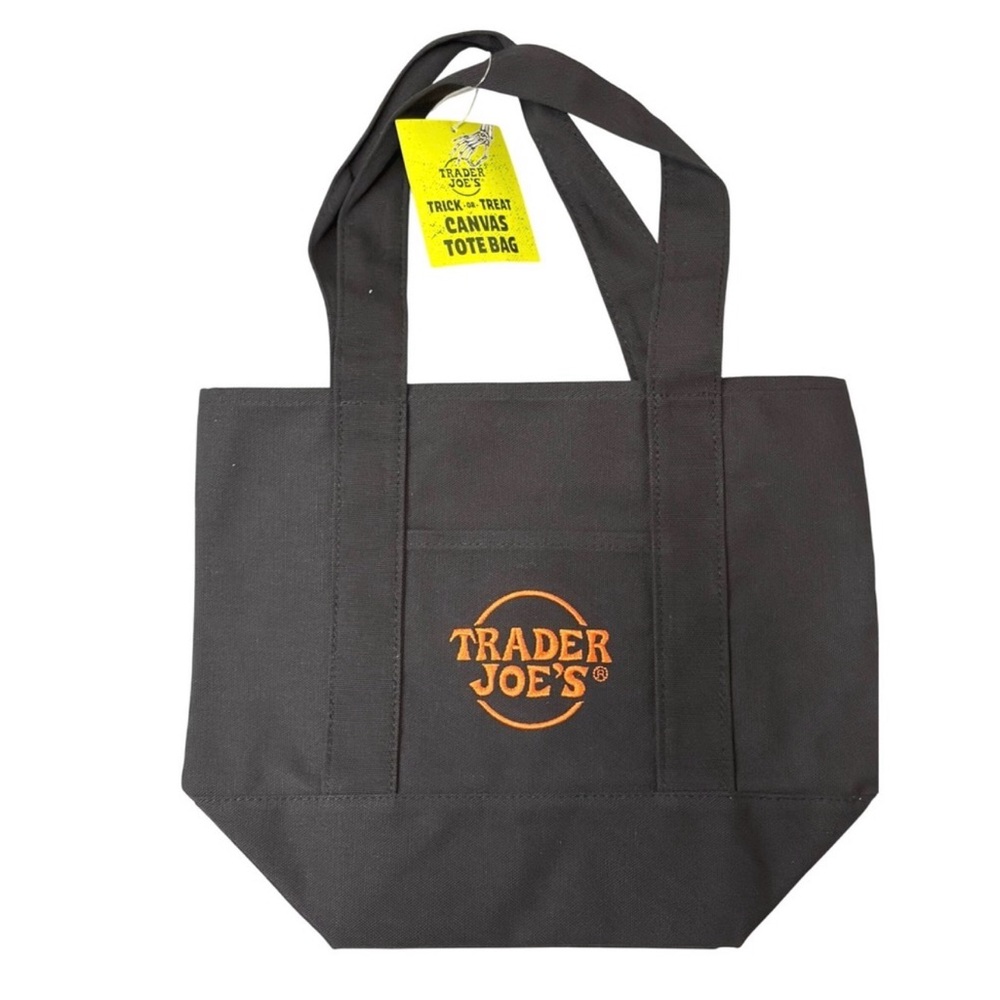 Trader Joe’s Mini Canvas Tote Bag Halloween Limited Edition Black NWT